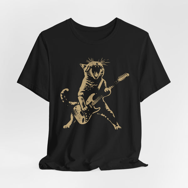 Rock Cat Playing Guitar Shirt: A Funny Guitar Cat T-Shirt Perfect for Cat Lovers and Rock Lovers Alike